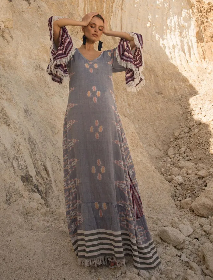 Erika Pea Earrings MARGARITA IKAT LONG DRESS