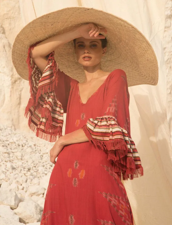 Erika Pea Earrings MARGARITA IKAT LONG DRESS