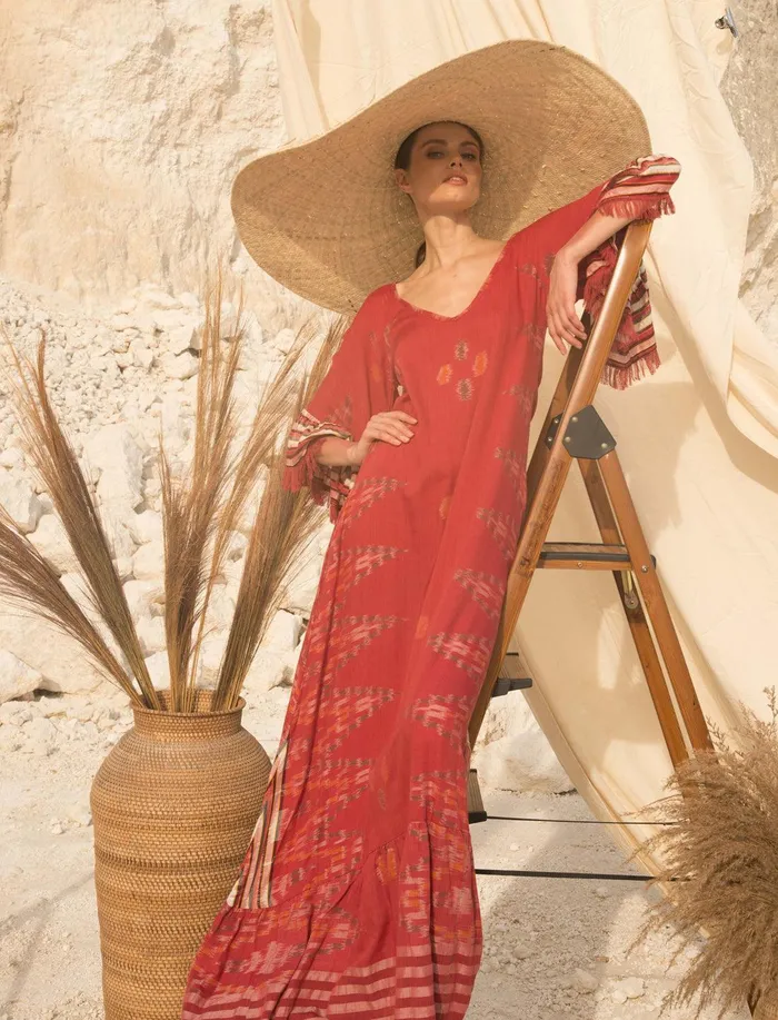Erika Pea Earrings MARGARITA IKAT LONG DRESS