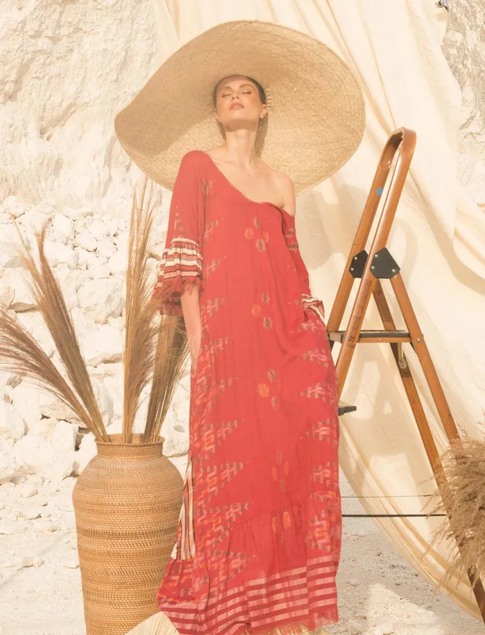 Erika Pea Earrings MARGARITA IKAT LONG DRESS