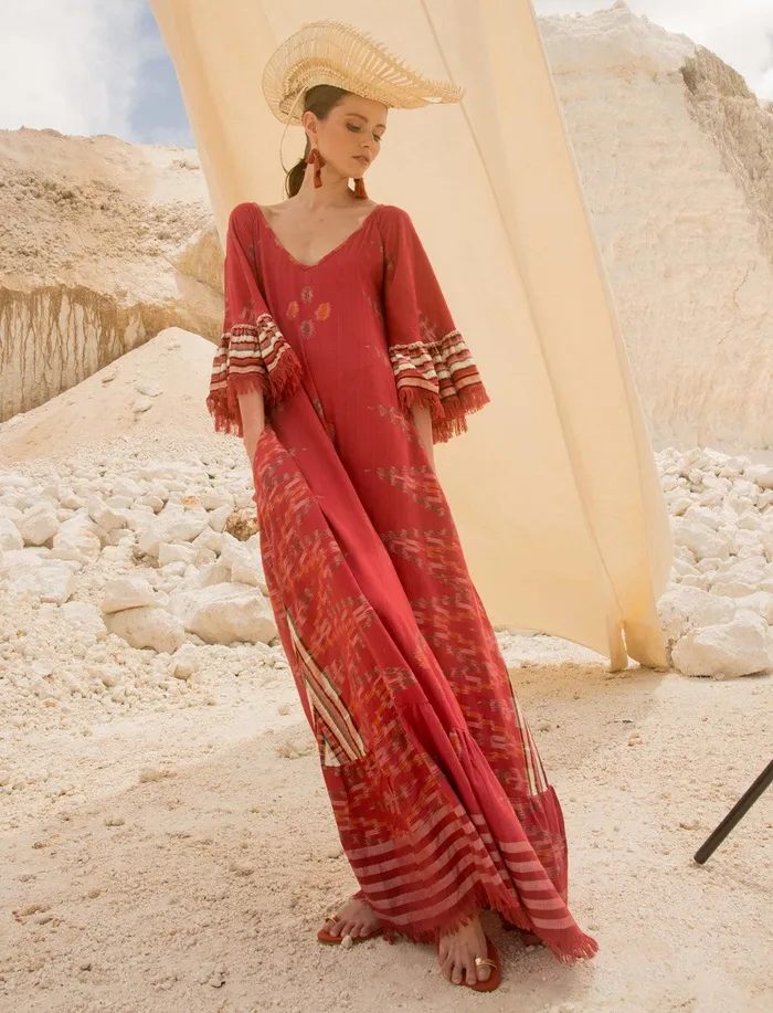 Erika Pea Earrings MARGARITA IKAT LONG DRESS
