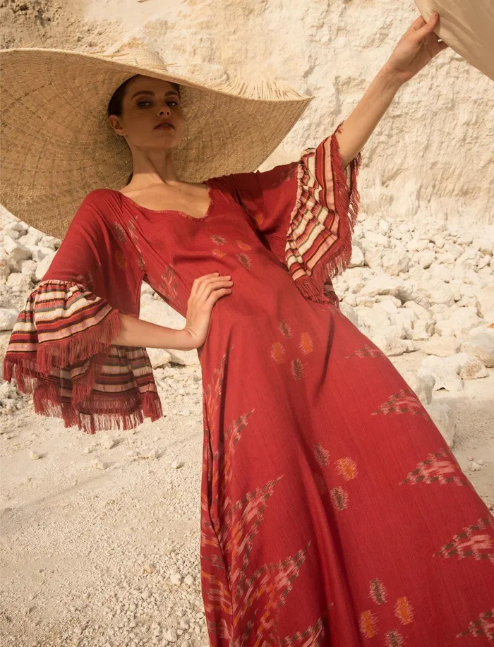 Erika Pea Earrings MARGARITA IKAT LONG DRESS
