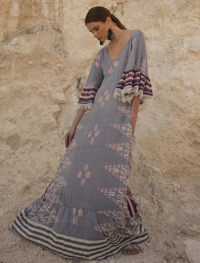 Erika Pea Earrings MARGARITA IKAT LONG DRESS