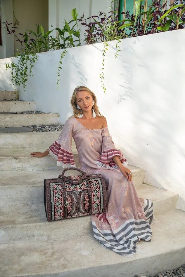 Erika Pea Earrings MARGARITA IKAT LONG DRESS