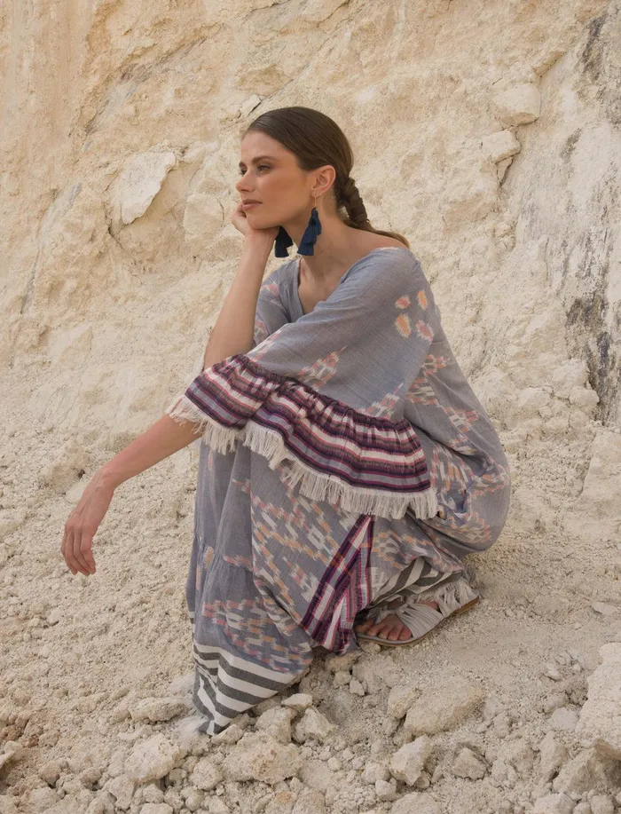 Erika Pea Earrings MARGARITA IKAT LONG DRESS