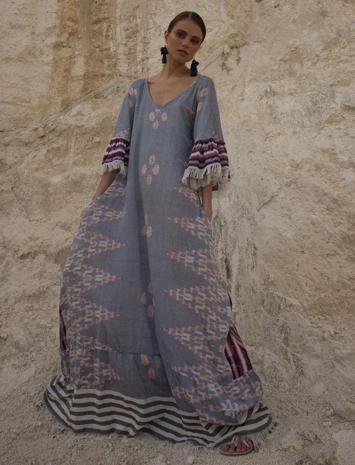 Erika Pea Earrings MARGARITA IKAT LONG DRESS