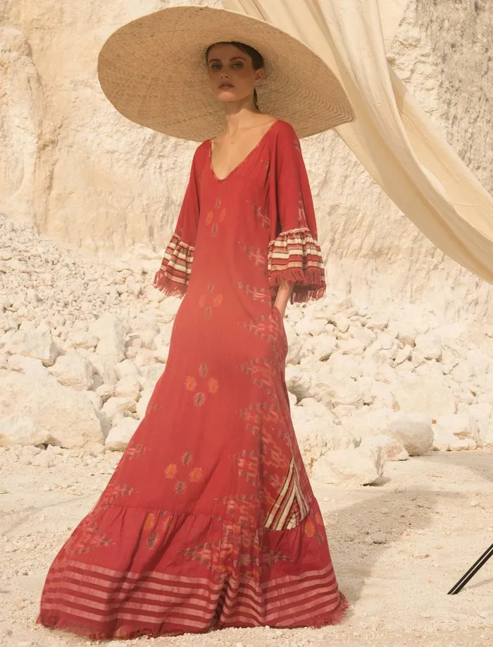 Erika Pea Earrings MARGARITA IKAT LONG DRESS