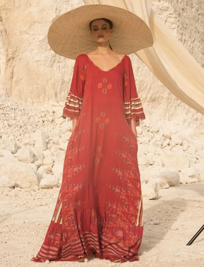 Erika Pea Earrings MARGARITA IKAT LONG DRESS