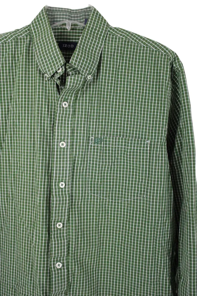 Izod Earrings Izod Green Plaid Button Down Shirt L