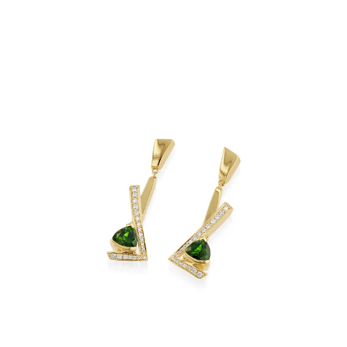 John Atencio Earrings Pinnacle Petite Gemstone Dangle Earrings with Pave Diamonds