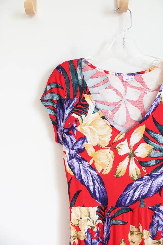 Lascana Lascana Red Tropical Floral Dress 38 M Rings