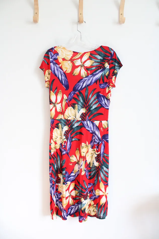 Lascana Lascana Red Tropical Floral Dress 38 M Rings