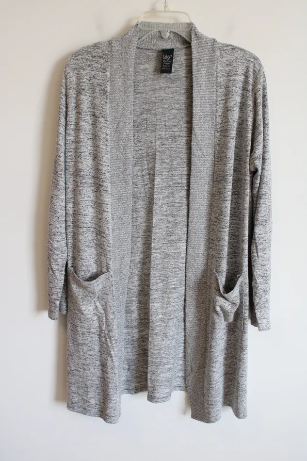 Lildy Rings Lildy Open Front Heathered Gray Cardigan LXL
