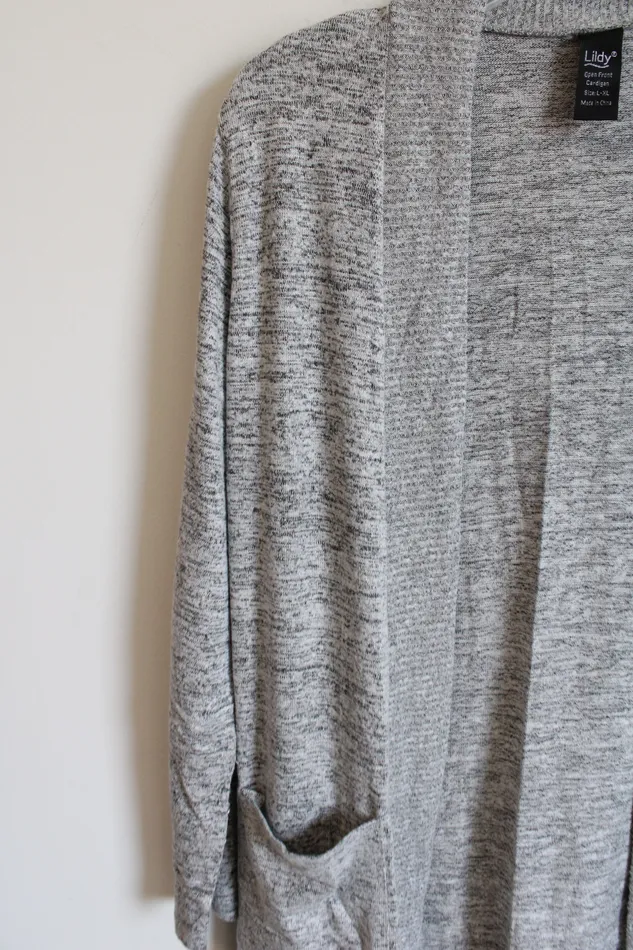 Lildy Rings Lildy Open Front Heathered Gray Cardigan LXL