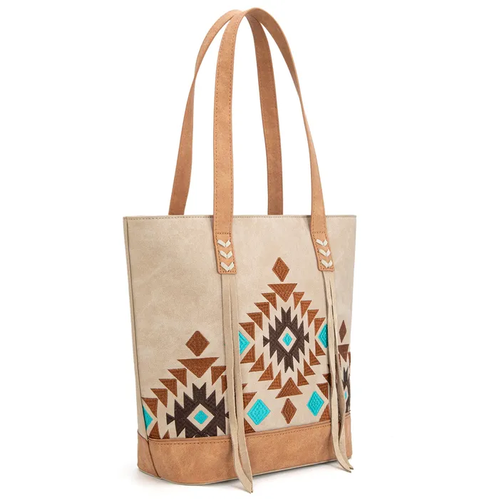 MONTANA WEST Earrings Montana West Embroidered Collection Tote Tan