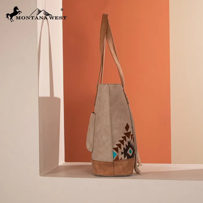 MONTANA WEST Earrings Montana West Embroidered Collection Tote Tan