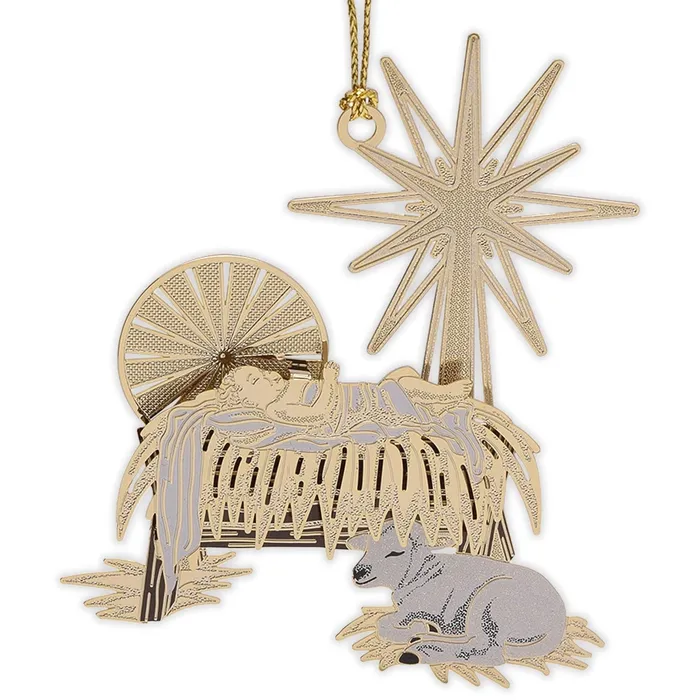 Necklaces CHEMARTBEACON Beacon Design Timeless Manger Brass Christmas Ornament Necklaces CHEMARTBEACON Beacon Design Timeless Manger Brass Christmas Ornament