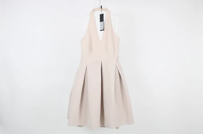 Necklaces Halston Halston Heritage Buff Color Structured Halter Dress 4