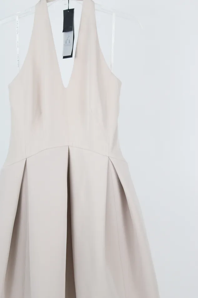 Necklaces Halston Halston Heritage Buff Color Structured Halter Dress 4