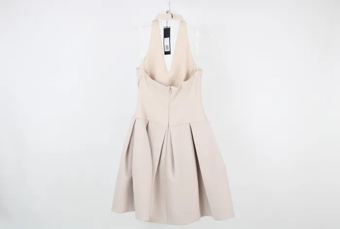 Necklaces Halston Halston Heritage Buff Color Structured Halter Dress 4