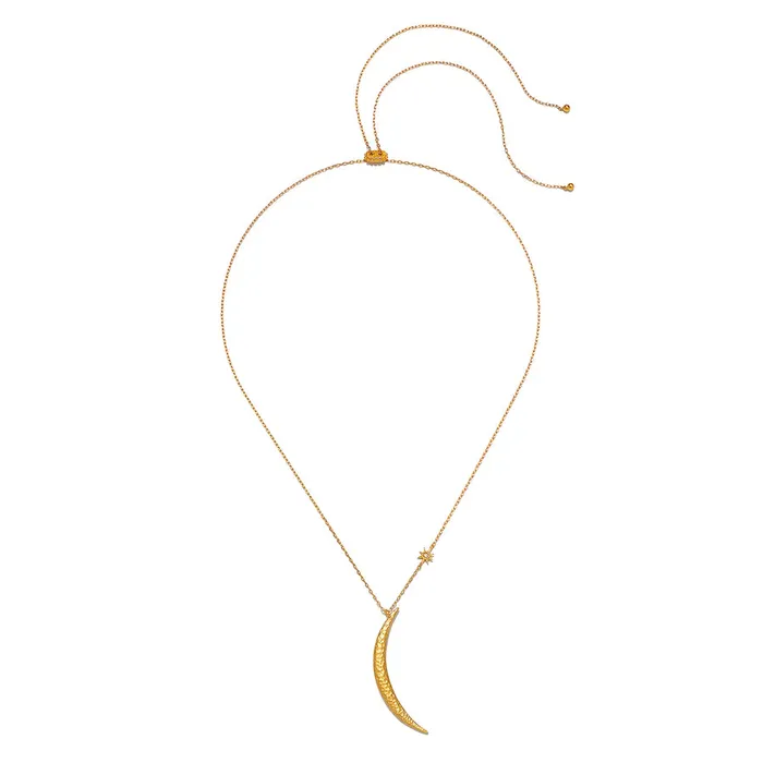 Necklaces Satya Large Crescent Moon Star Gold Pendant Necklace