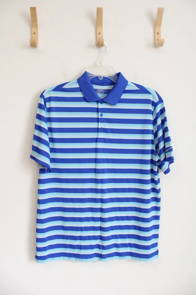 Nike Rings Nike Golf Standard Fit Blue Striped Polo L