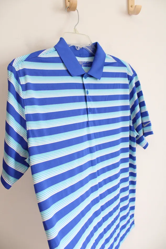 Nike Rings Nike Golf Standard Fit Blue Striped Polo L