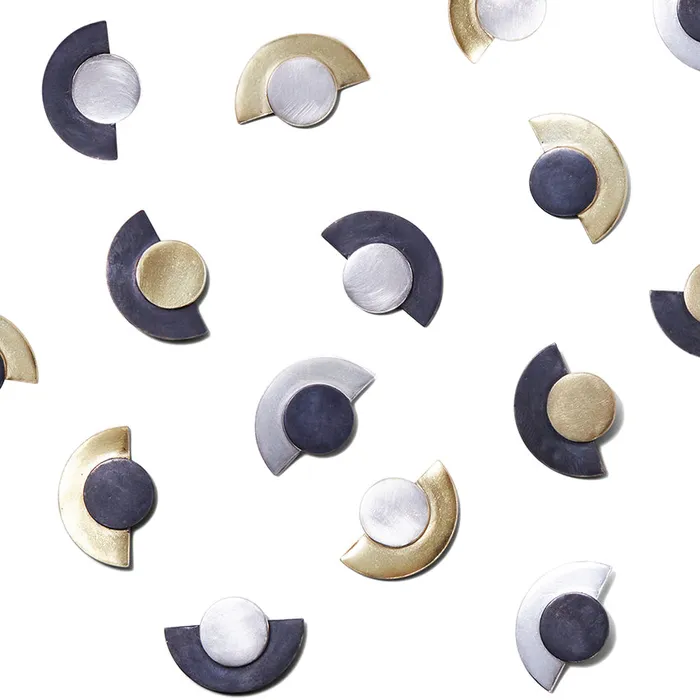 OBTUSE Earrings Disc Dot Earrings Silver and Gold