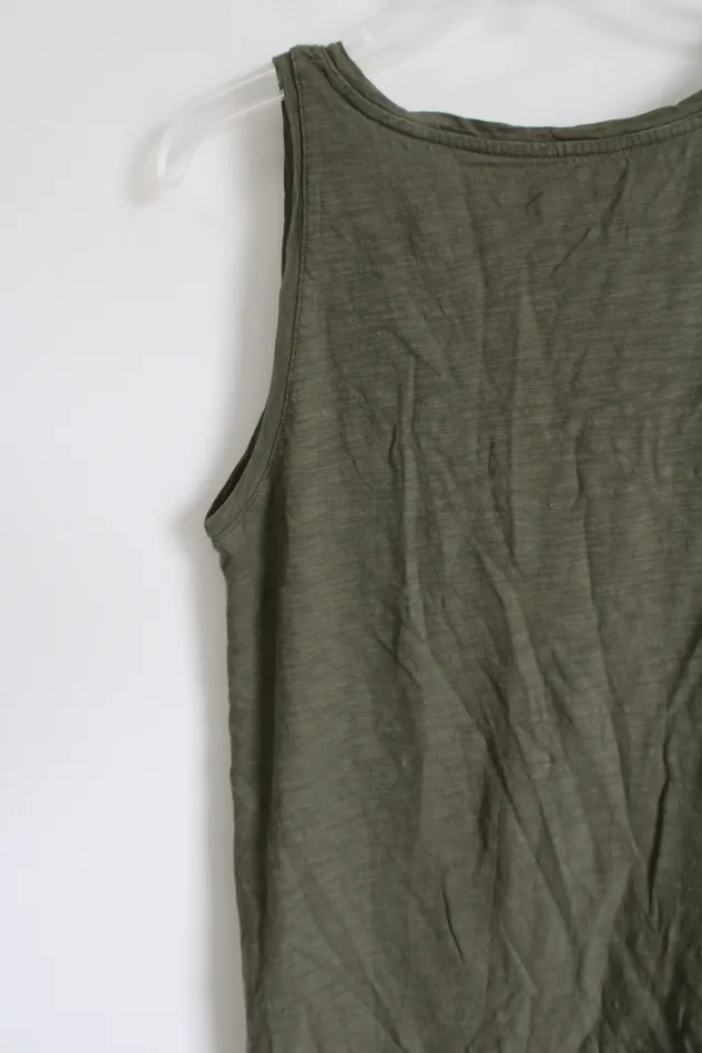 Old Navy Old Navy Olive Green Pink Logo Tank S Earrings