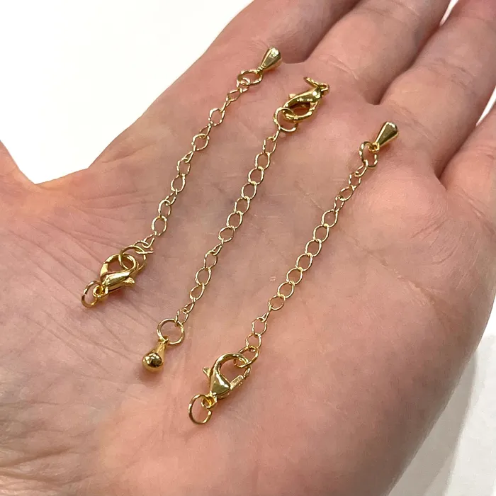 Peppy Beads Earrings 24Kt Gold Plated 2 Inch Chain Extender With Lobster Clasp and Drop Charm Peppy Beads Earrings 24Kt Gold Plated 2 Inch Chain Extender With Lobster Clasp and Drop Charm