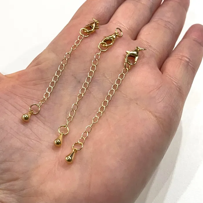 Peppy Beads Earrings 24Kt Gold Plated 2 Inch Chain Extender With Lobster Clasp and Drop Charm Peppy Beads Earrings 24Kt Gold Plated 2 Inch Chain Extender With Lobster Clasp and Drop Charm
