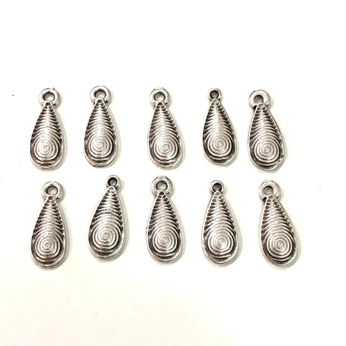 Peppy Beads Earrings Antique Silver Plated 18mm Drop Charms 10 pcs in a pack