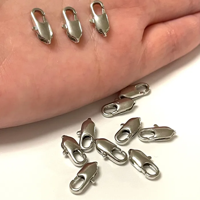Peppy Beads Earrings Rhodium Plated Lobster Clasps 14mm x 5mm 3 pcs in a pack Peppy Beads Earrings Rhodium Plated Lobster Clasps 14mm x 5mm 3 pcs in a pack