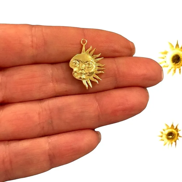 Peppy Beads Necklaces 24Kt Gold Plated Sun Pendant Celestial Boho Charm