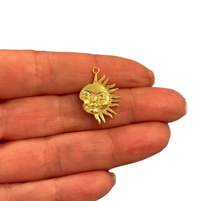 Peppy Beads Necklaces 24Kt Gold Plated Sun Pendant Celestial Boho Charm