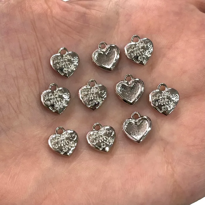 Peppy Beads Necklaces Made With Love Heart Charms Rhodium Plated 10mm Made With Love Heart Charms 10 pcs in a pack Peppy Beads Necklaces Made With Love Heart Charms Rhodium Plated 10mm Made With Love Heart Charms 10 pcs in a pack