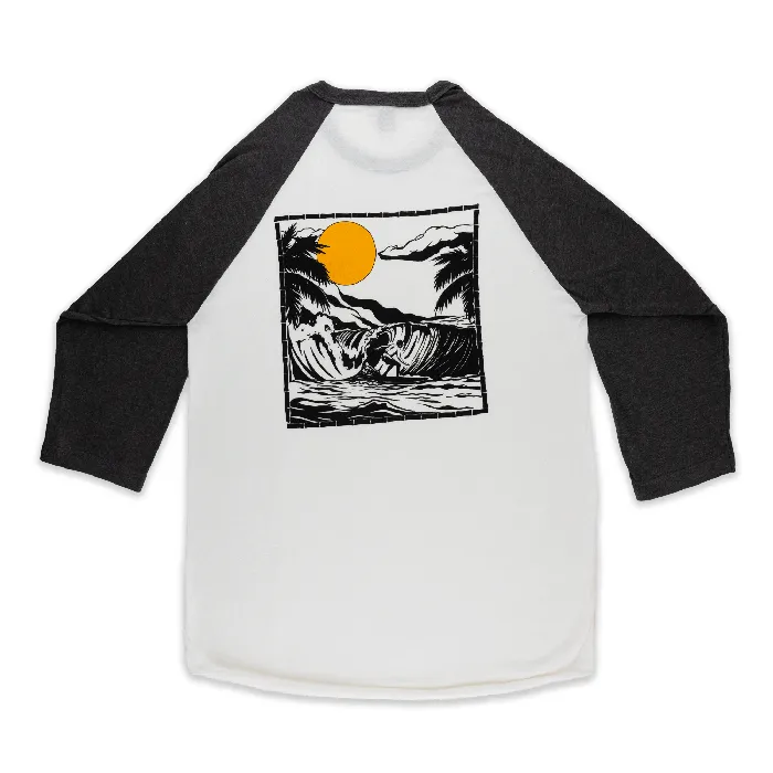 Polynesian Cultural Center Sun Surfer Raglan Tee Shirt WhiteHeather Charcoal GREATMOUNTAINWE Rings