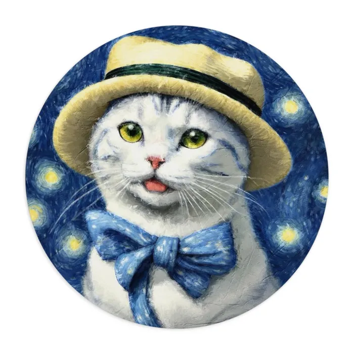 Portraits by NC Rings Add Artistic Charm to Your Desk with Our Van GoghInspired White Kitten Round Mouse Pad Portraits by NC Rings Add Artistic Charm to Your Desk with Our Van GoghInspired White Kitten Round Mouse Pad