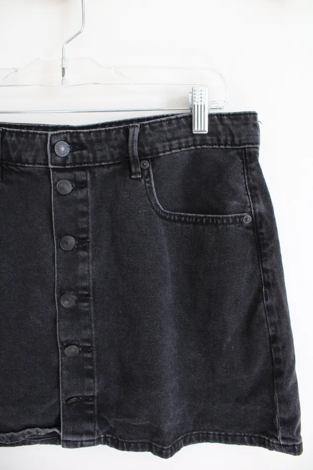 Rings American Eagle Super HiRise ALine Black Button Down Denim Mini Skirt 12 American Eagle