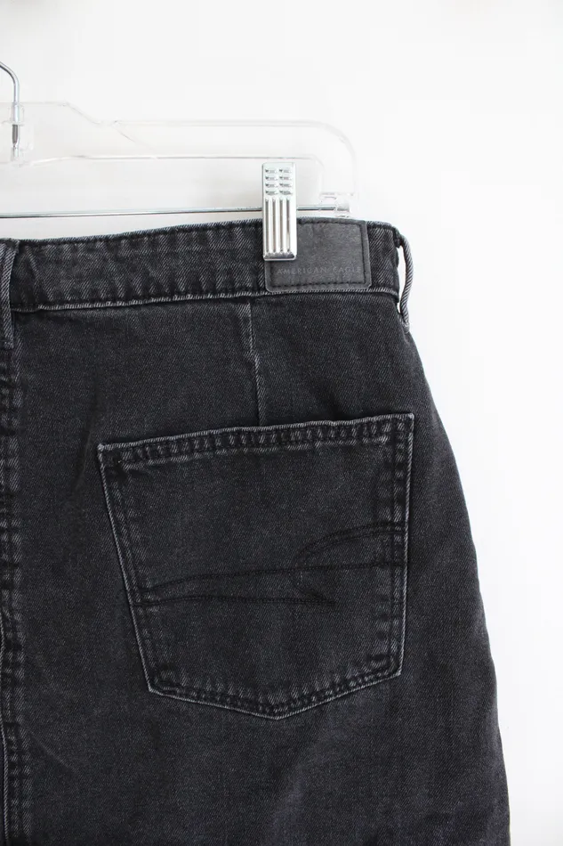 Rings American Eagle Super HiRise ALine Black Button Down Denim Mini Skirt 12 American Eagle