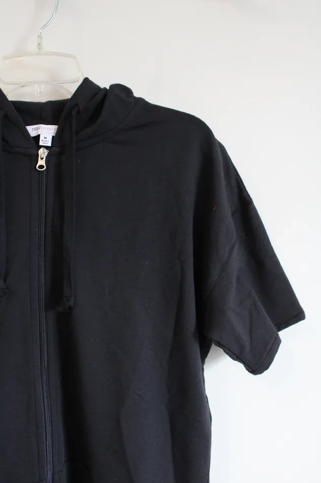 Rings Real Comfort Black Short Sleeved ZipUp Hoodie M Real Comfort