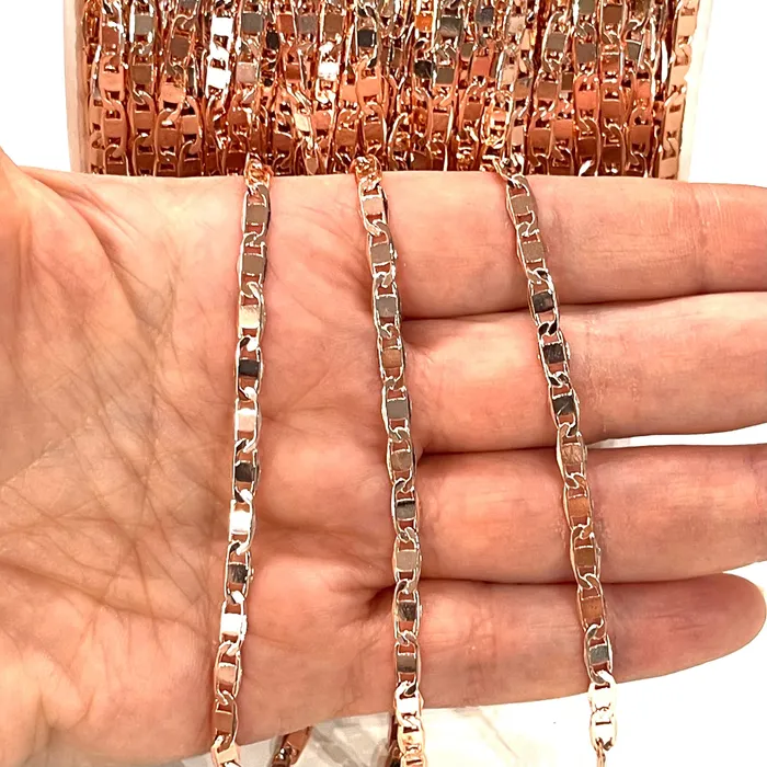 Rose Gold Plated Brass 4mm Soldered Flat Mariner Anchor Chain 33 Feet 1 Meter Peppy Beads Earrings Rose Gold Plated Brass 4mm Soldered Flat Mariner Anchor Chain 33 Feet 1 Meter Peppy Beads Earrings