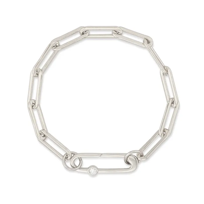 Sterling Silver Paperclip Large Diamond Clasp Bracelet RACHEL LYNN CHICAGO Bracelets Sterling Silver Paperclip Large Diamond Clasp Bracelet RACHEL LYNN CHICAGO Bracelets