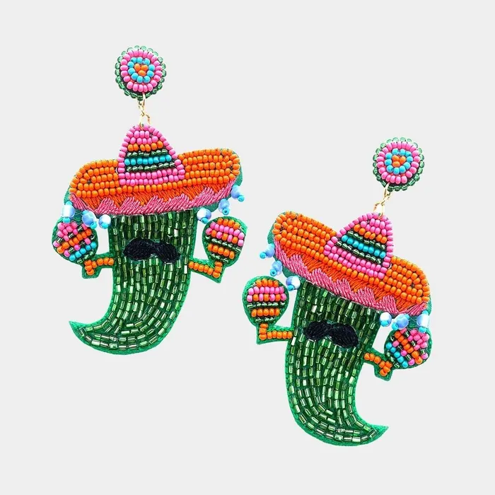 The Chandelier Rose Boutique Earrings Chile Pepper Sombrero Green Earrings