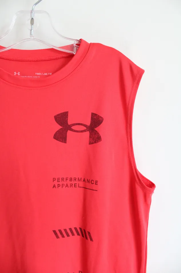 Under Armour Red Orange Athletic Muscle Tank Youth M 1012 Under Armour Earrings