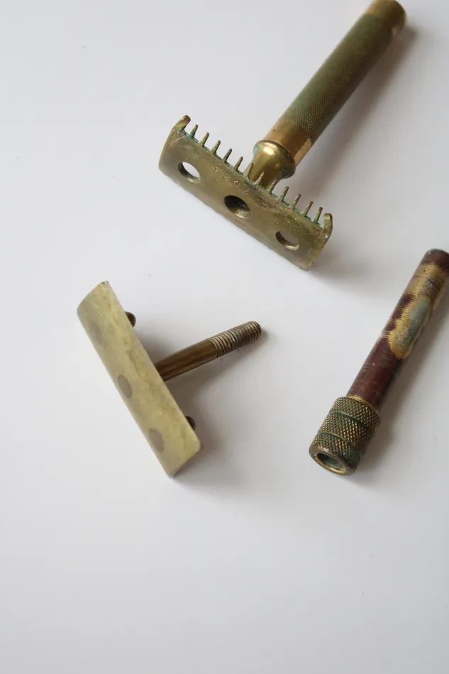 Vintage Brass Razor Jubilee Thrift Earrings