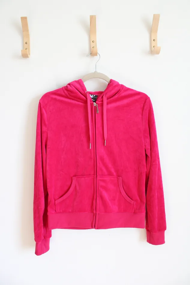 White Mark Rings NEW White Mark Fuchsia Velour Zip Up Jacket M