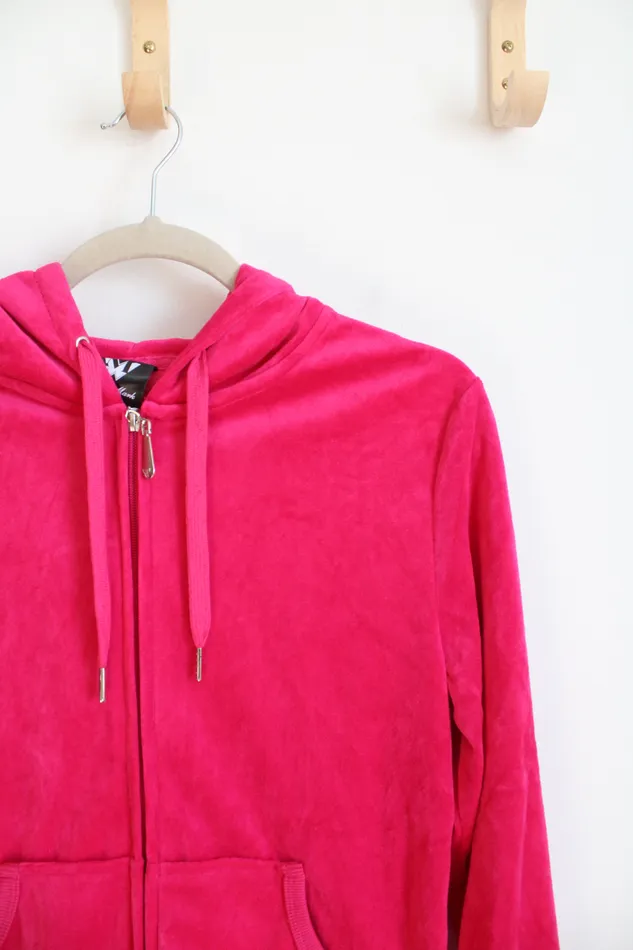 White Mark Rings NEW White Mark Fuchsia Velour Zip Up Jacket M