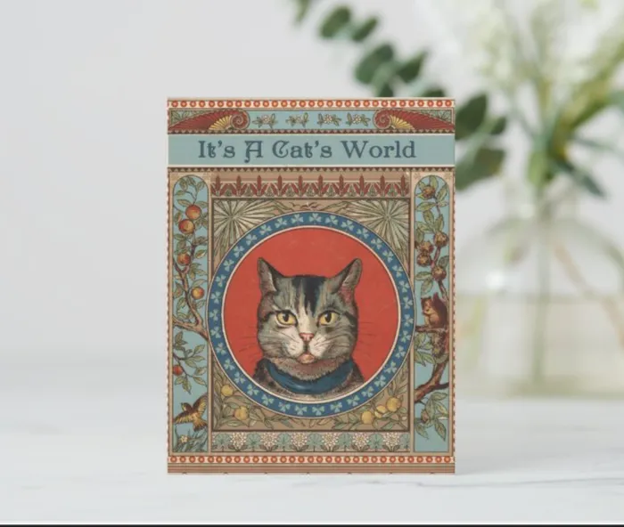 ZAZZLE Earrings Vintage Cats Life for Kitty Cat Classic Postcard