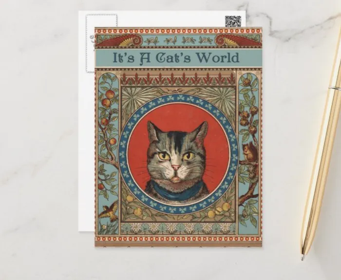 ZAZZLE Earrings Vintage Cats Life for Kitty Cat Classic Postcard